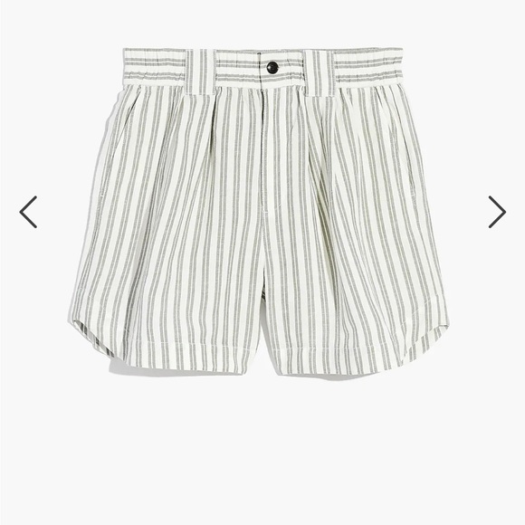 Madewell - Linen-Blend Curved-Hem Shorts in Stripe NWT Size S - Picture 4 of 8
